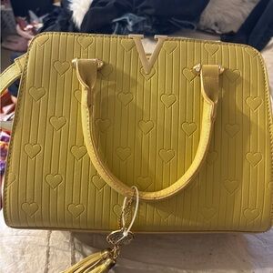 Yellow Handbag with Heart Design